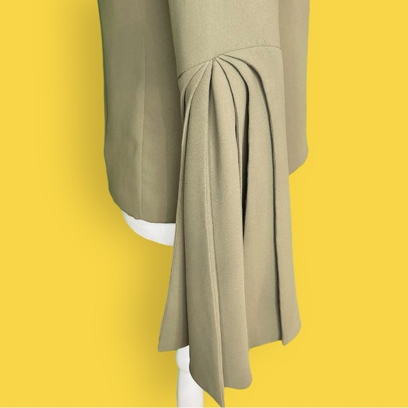 Brandon Maxwell Spring 2017 Collection Olive Green Layered-Sleeve Georgette Top - Picture 9 of 16